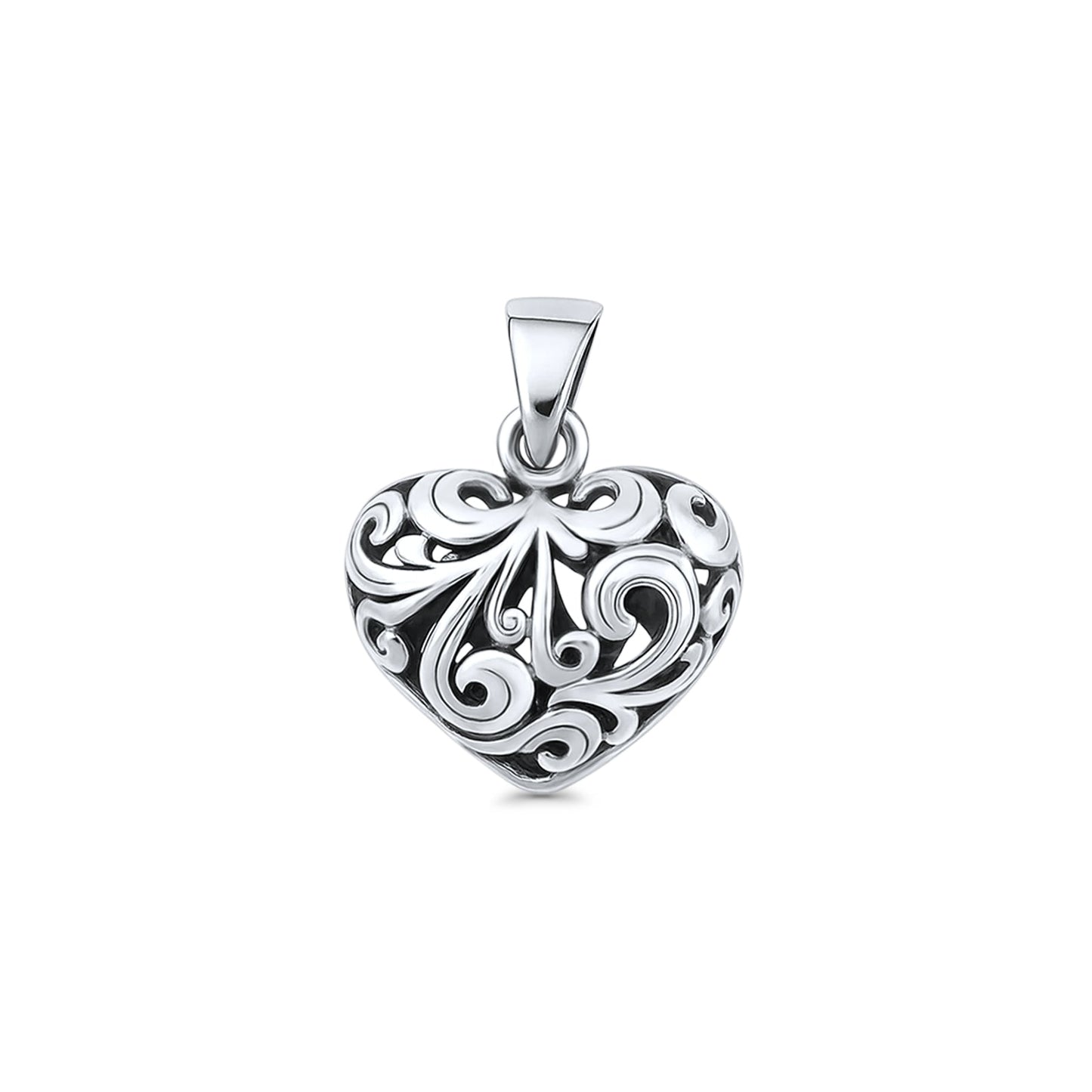 Filigree Scroll Heart Pendant