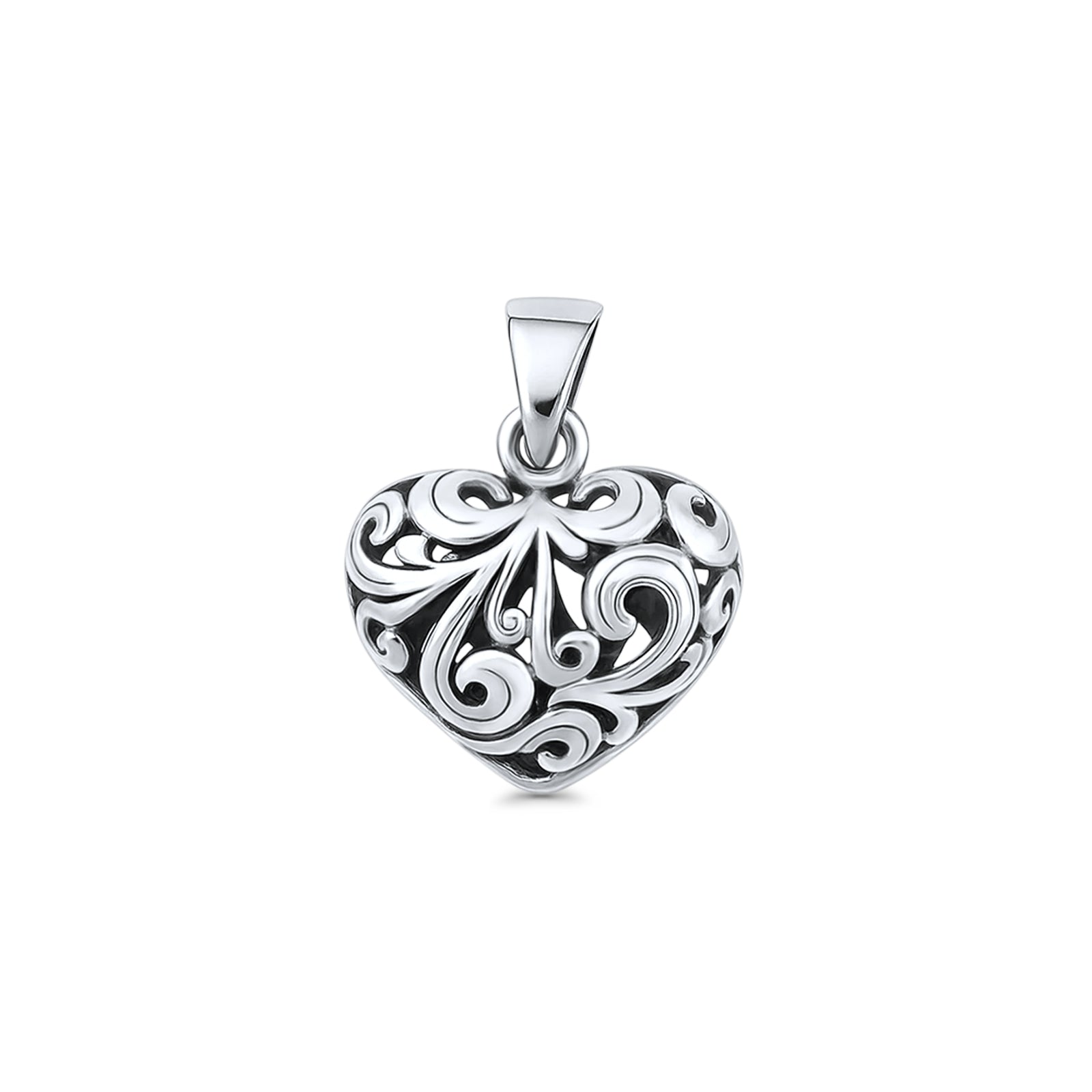 Filigree Scroll Heart Pendant