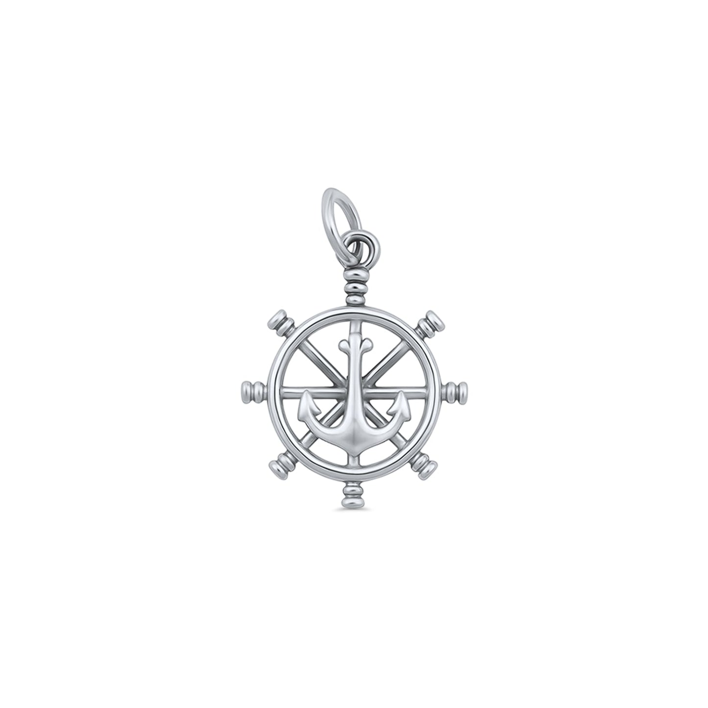 Anchor Ship Wheel Pendant