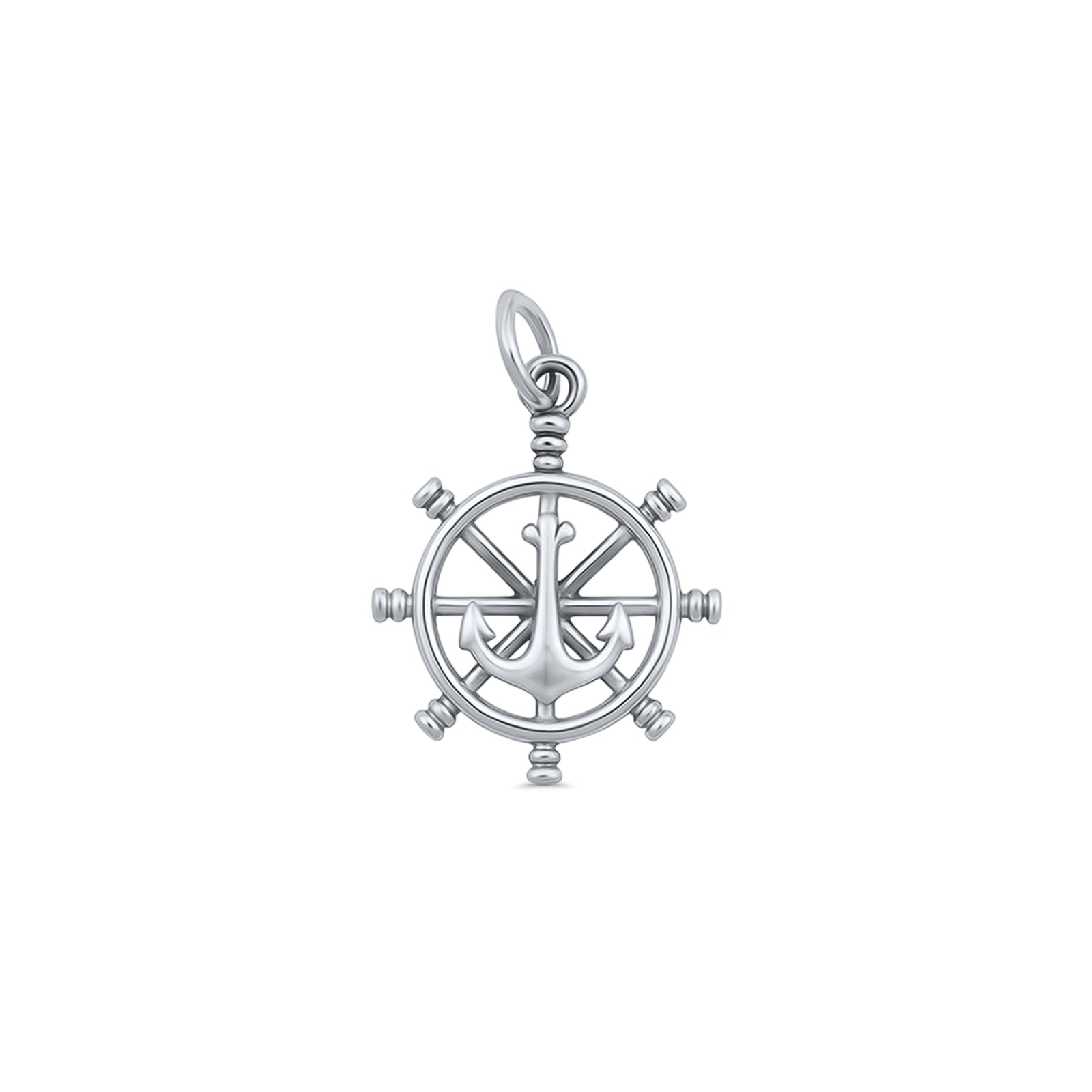 Anchor Ship Wheel Pendant