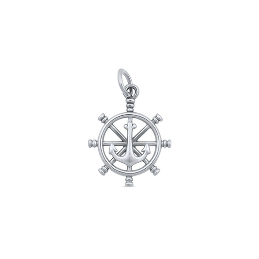 Anchor Ship Wheel Pendant