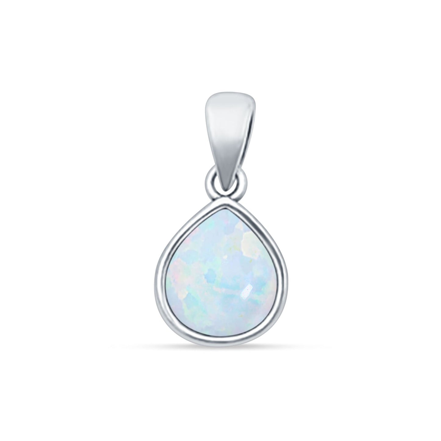 Pear Lab Created White Opal Solitaire Pendant
