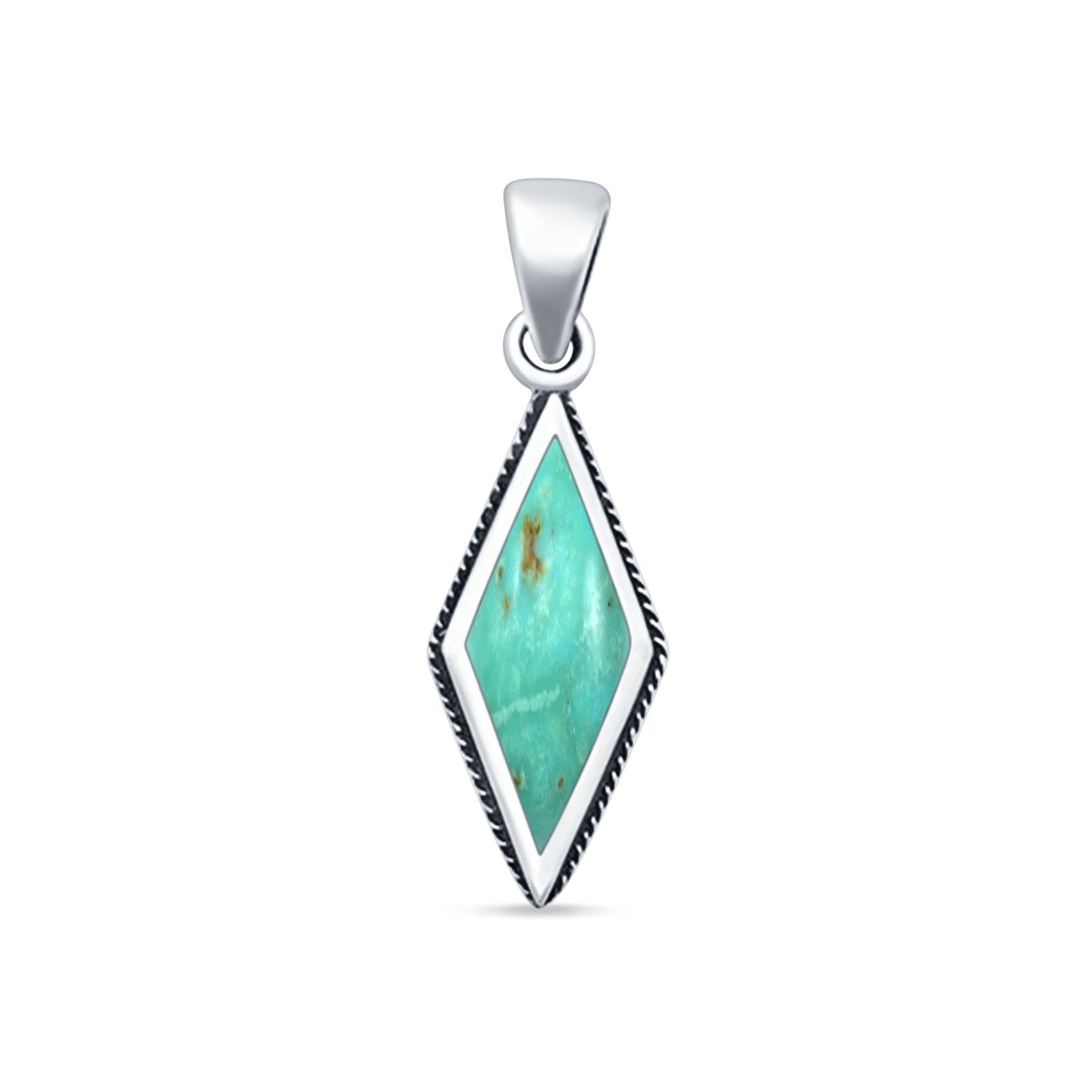 Diamond Shape Turquoise Oxidized Pendant