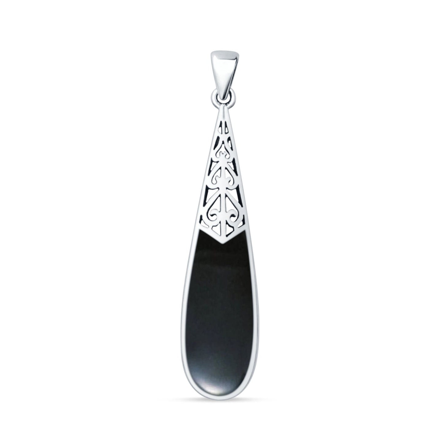Oxidized Pear Dangle Drop Pendant