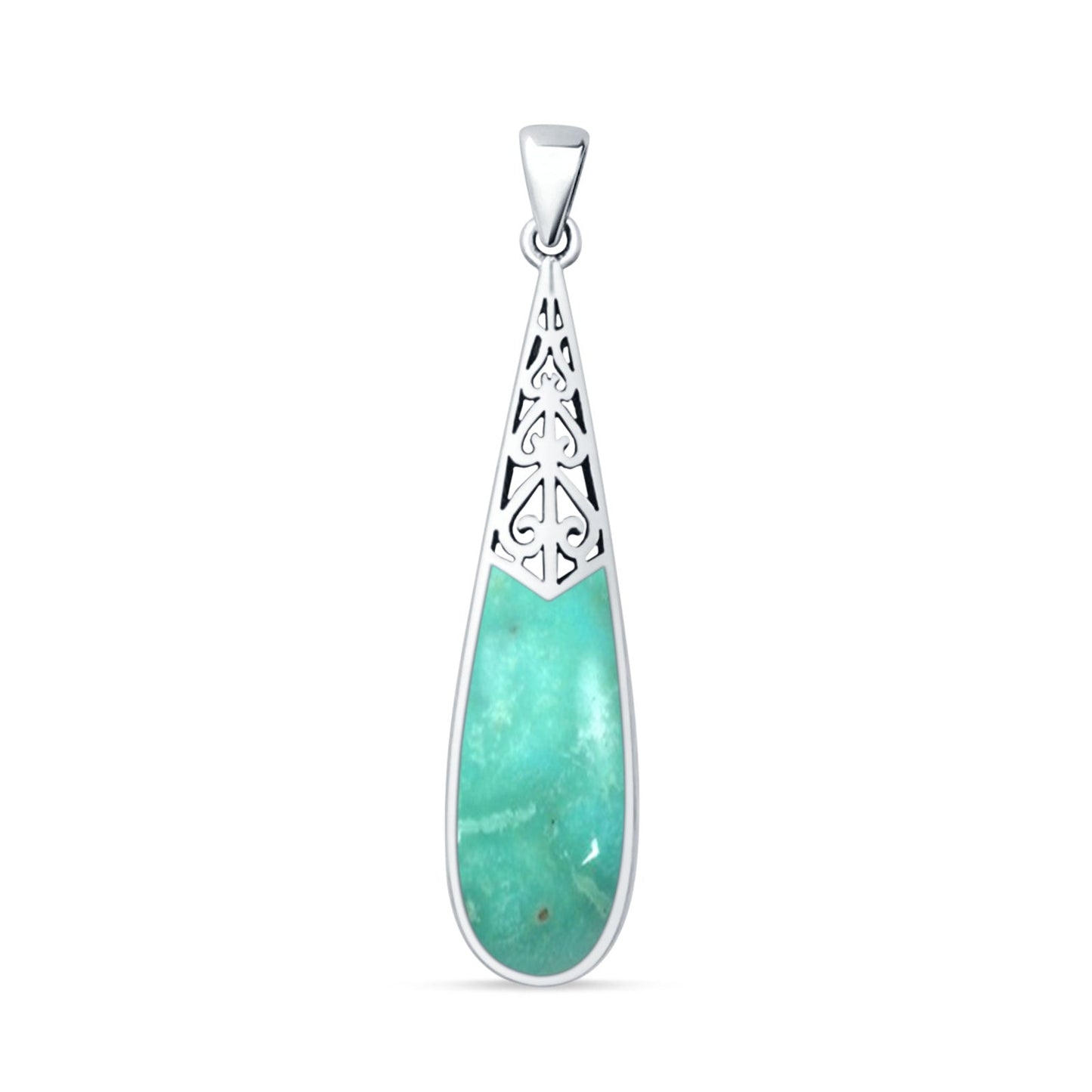 Oxidized Pear Dangle Drop Pendant