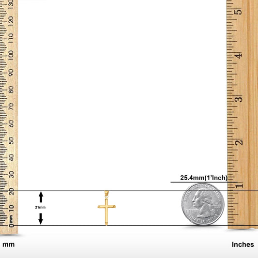 Solid Plain Yellow Tone, Cross Charm Pendant (21mm)