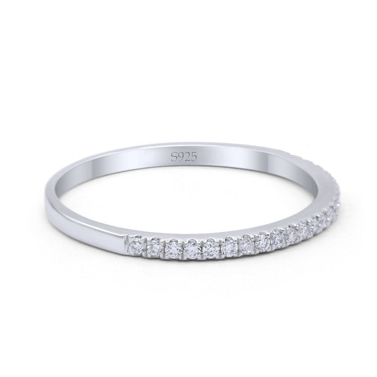 Half Eternity Band Wedding Ring Round Simulated Cubic Zirconia (2mm)