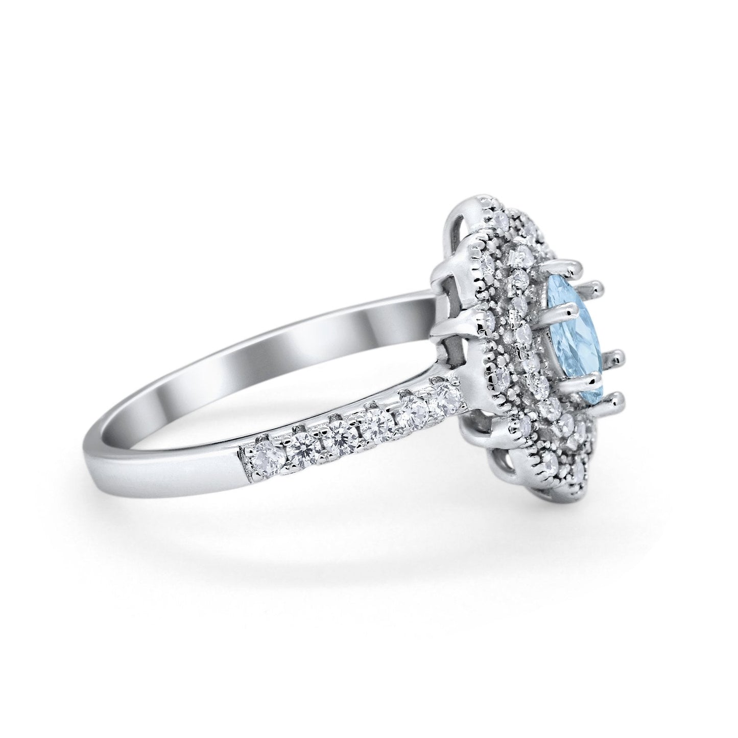 Art Deco Marquise Wedding Ring Simulated Aquamarine CZ