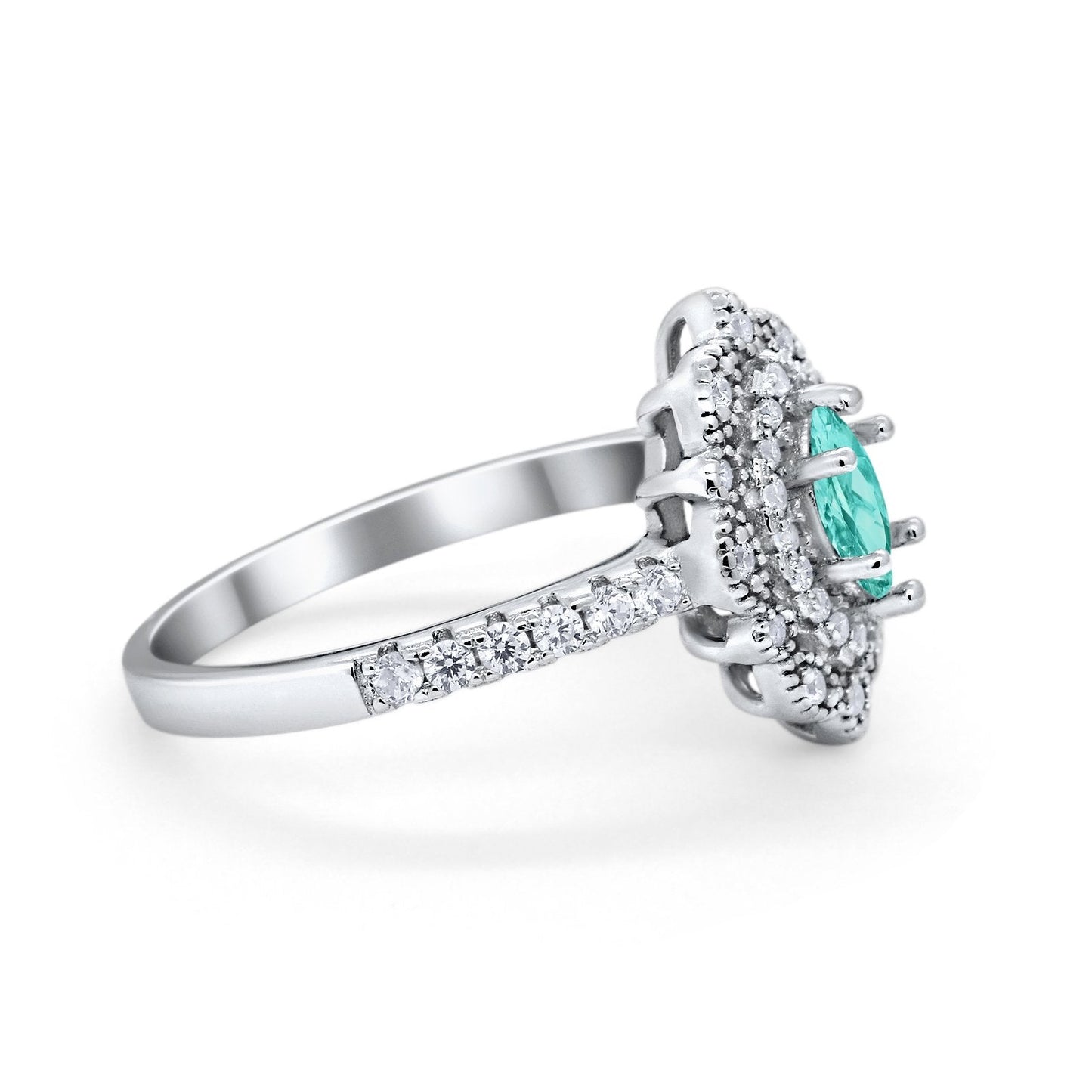 Art Deco Marquise Wedding Ring Simulated Paraiba Tourmaline CZ