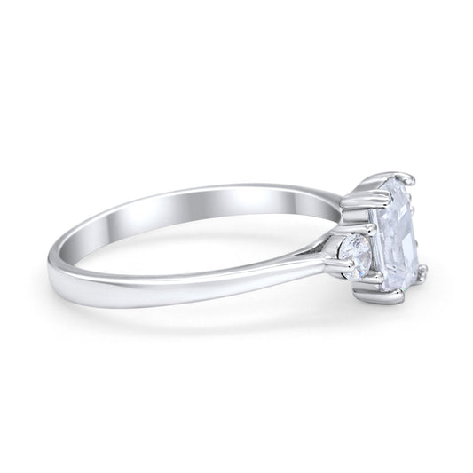 Emerald Cut Round Simulated Cubic Zirconia Wedding Ring