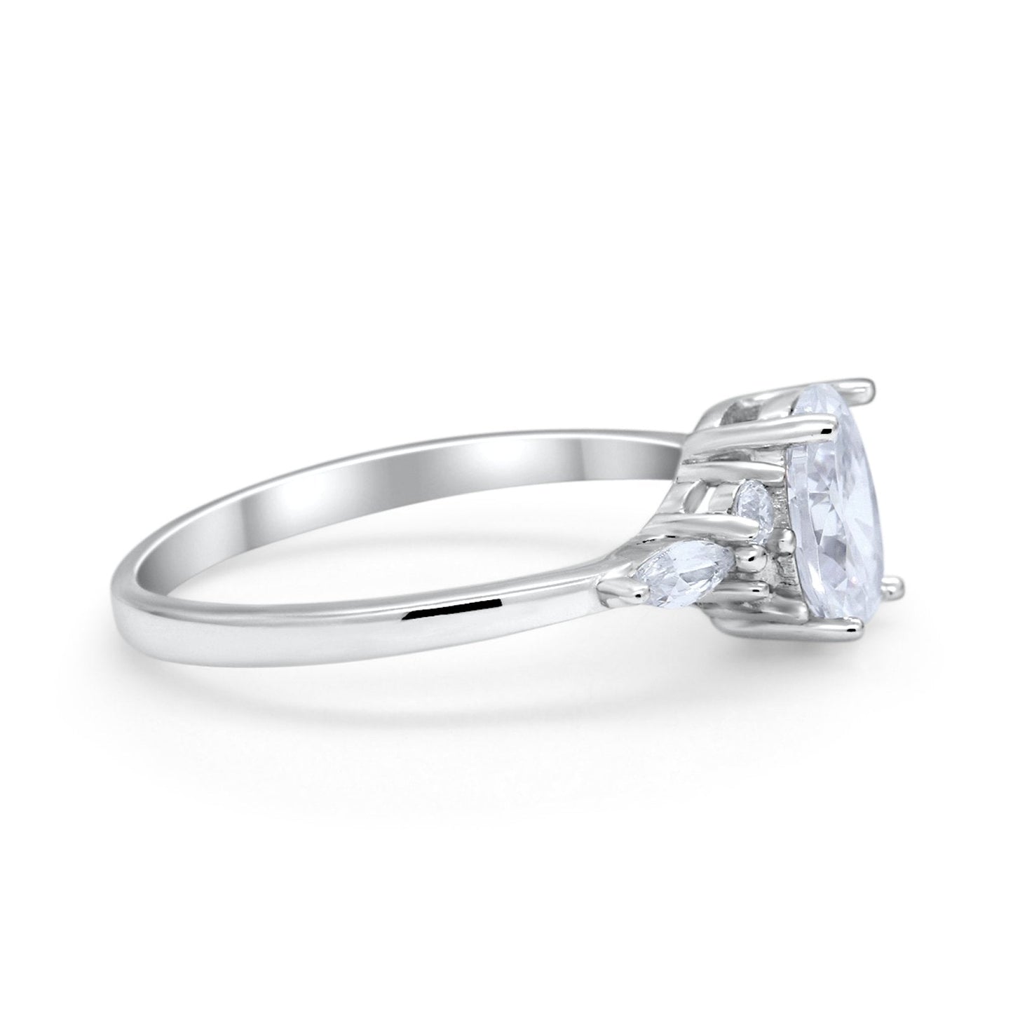 Art Deco Oval Wedding Ring Marquise Simulated Cubic Zirconia