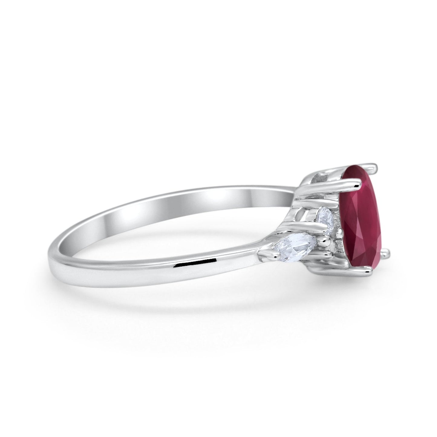 Art Deco Oval Wedding Ring Marquise Simulated Ruby CZ