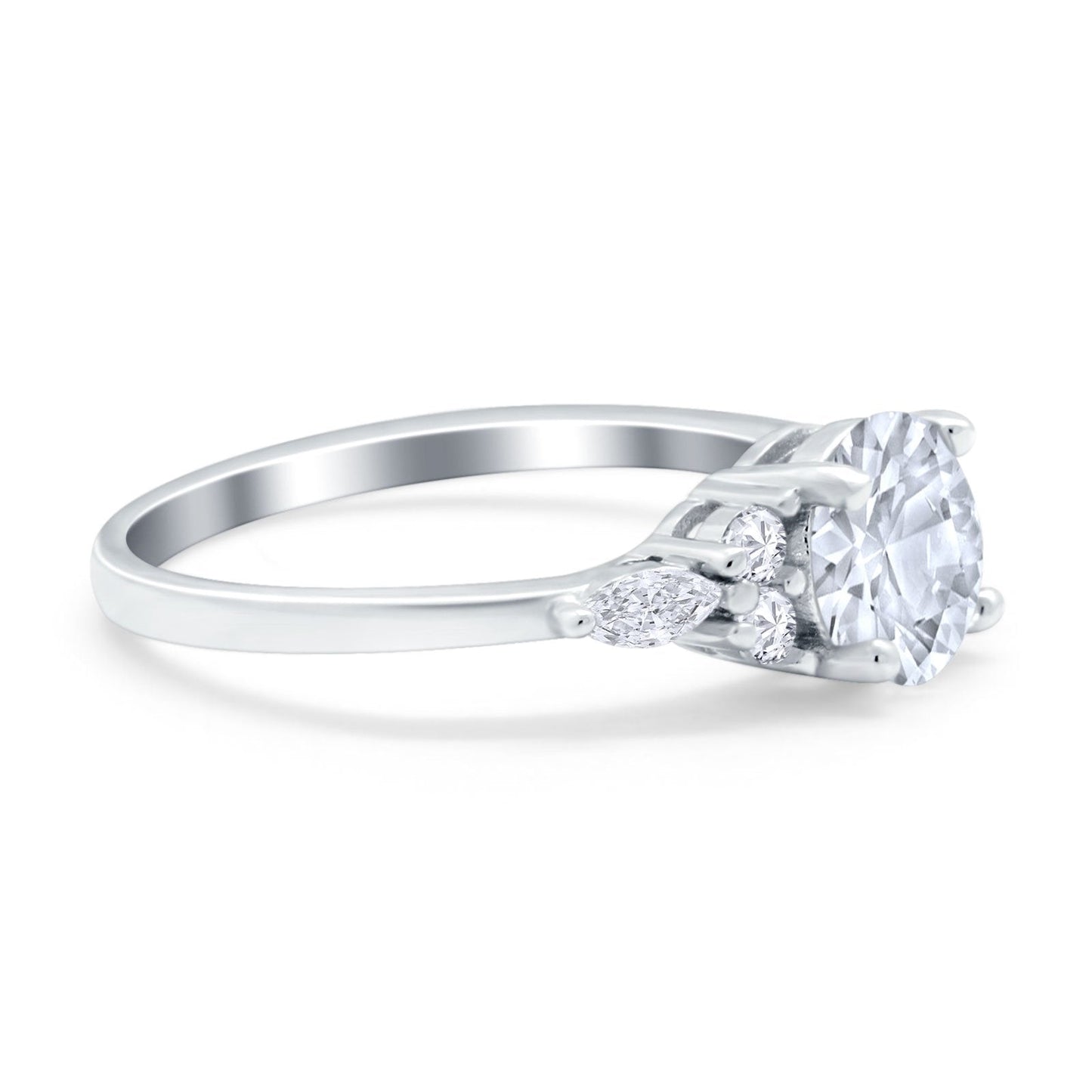 Art Deco Round Simulated Cubic Zirconia Engagement Ring