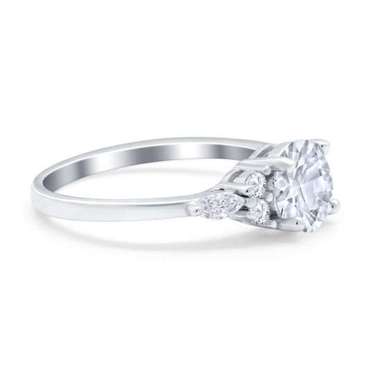 Art Deco Round Simulated Cubic Zirconia Engagement Ring