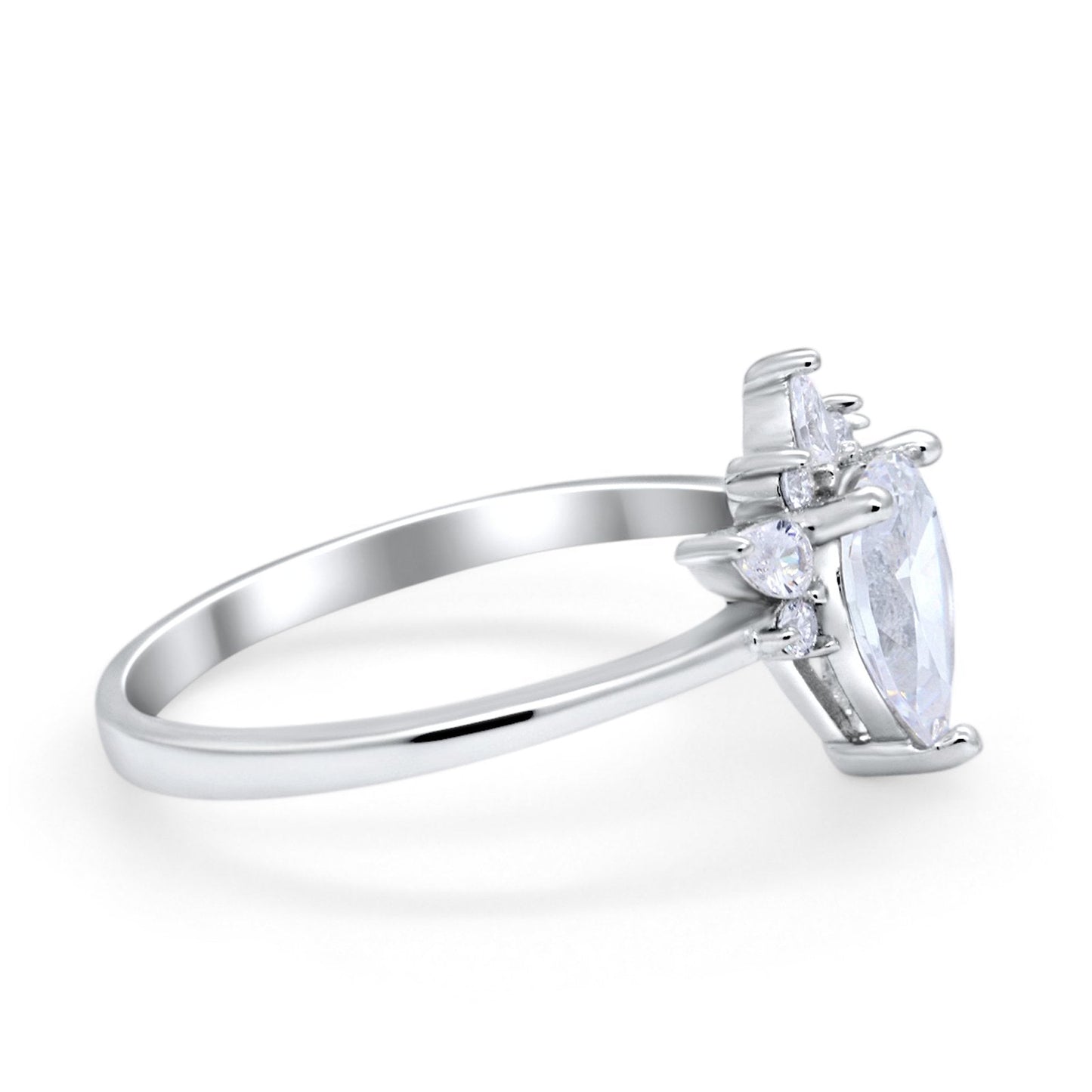 Art Deco Engagement Ring Pear Simulated Cubic Zirconia