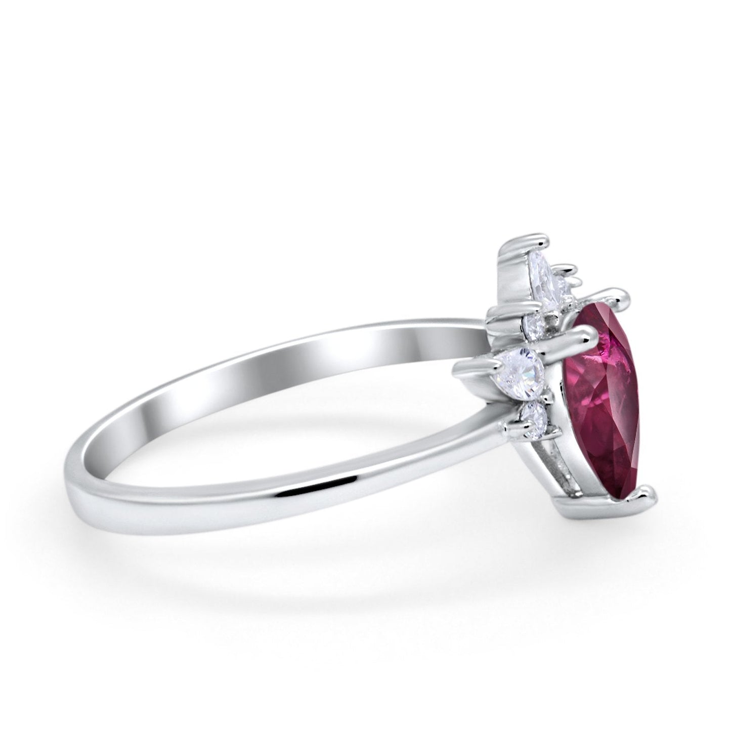 Art Deco Engagement Ring Pear Simulated Ruby CZ