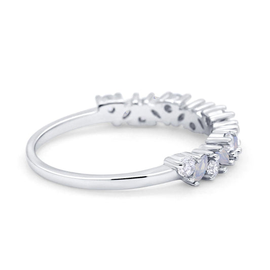 Wedding Band Marquise Lab Created White Opal Eternity Ring