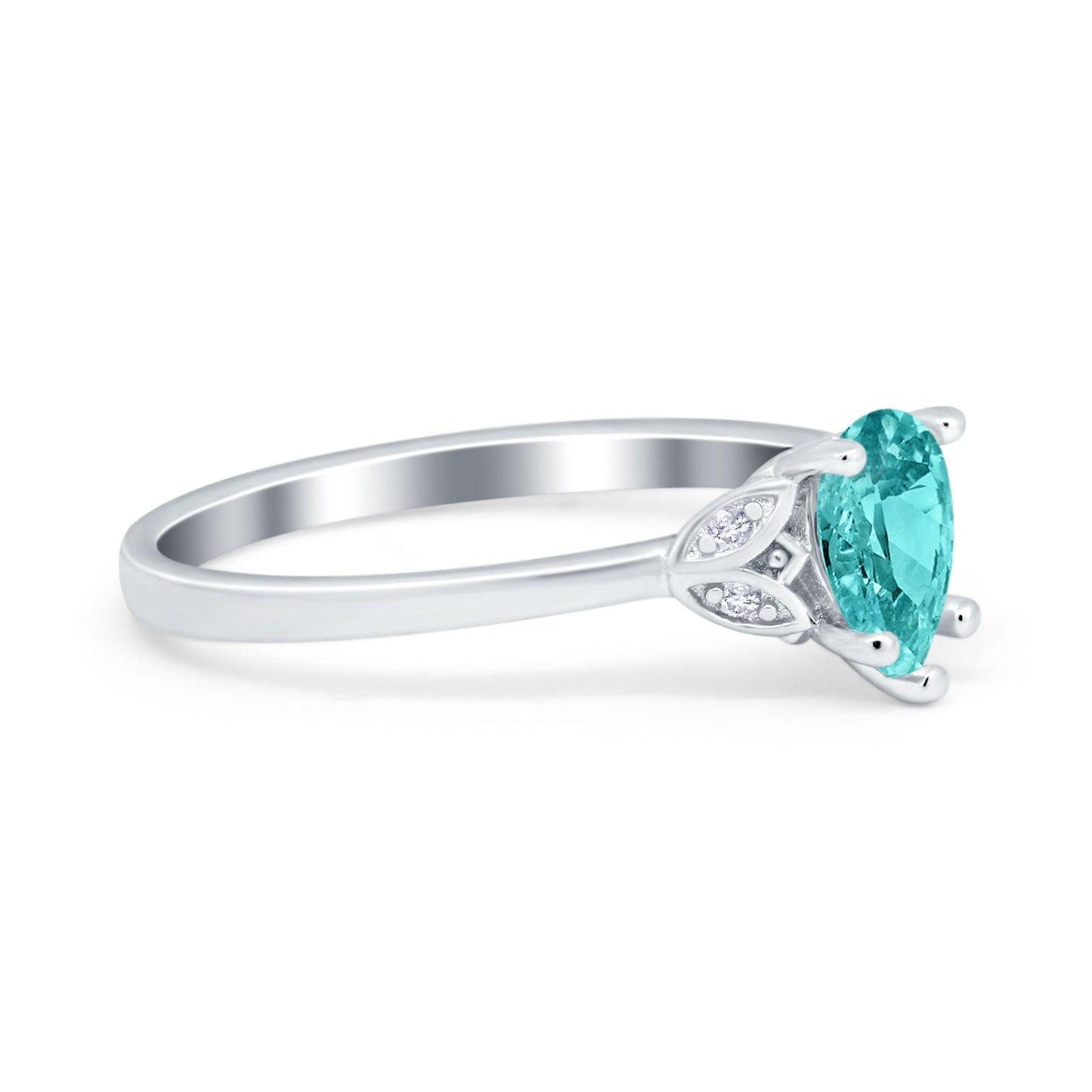 Art Deco Teardrop Engagement Ring Simulated Paraiba Tourmaline CZ