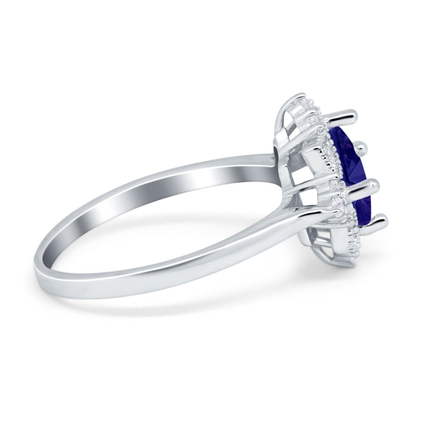 Vintage Princess Cut Wedding Ring Simulated Blue Sapphire CZ