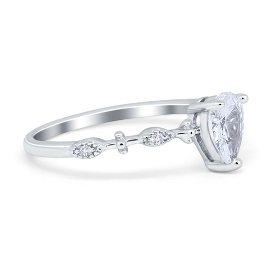 Teardrop Simulated Cubic Zirconia Wedding Ring