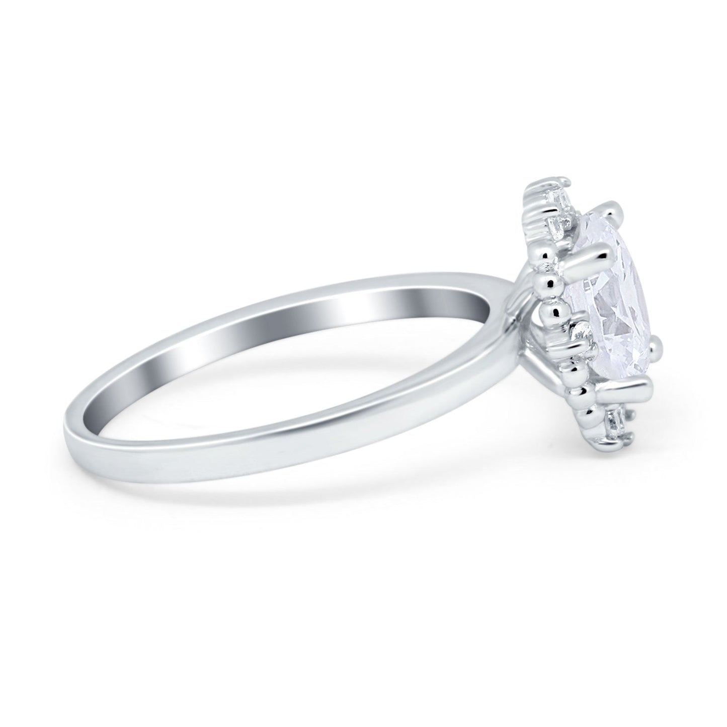 Halo Style Oval Simulated Cubic Zirconia Engagement Ring