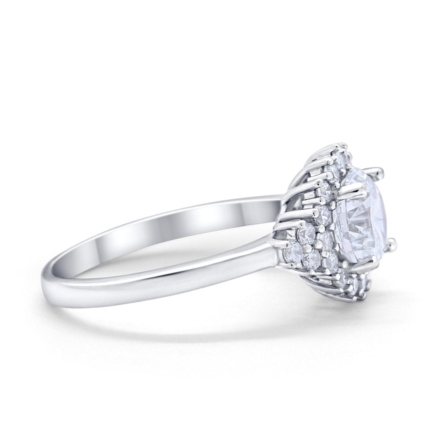 Halo Vintage Engagement Ring Round Simulated Cubic Zirconia