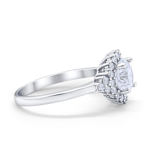 Halo Vintage Engagement Ring Round Simulated Cubic Zirconia