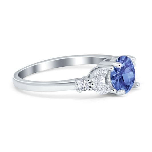 Art Deco Engagement Ring Round Tanzanite CZ