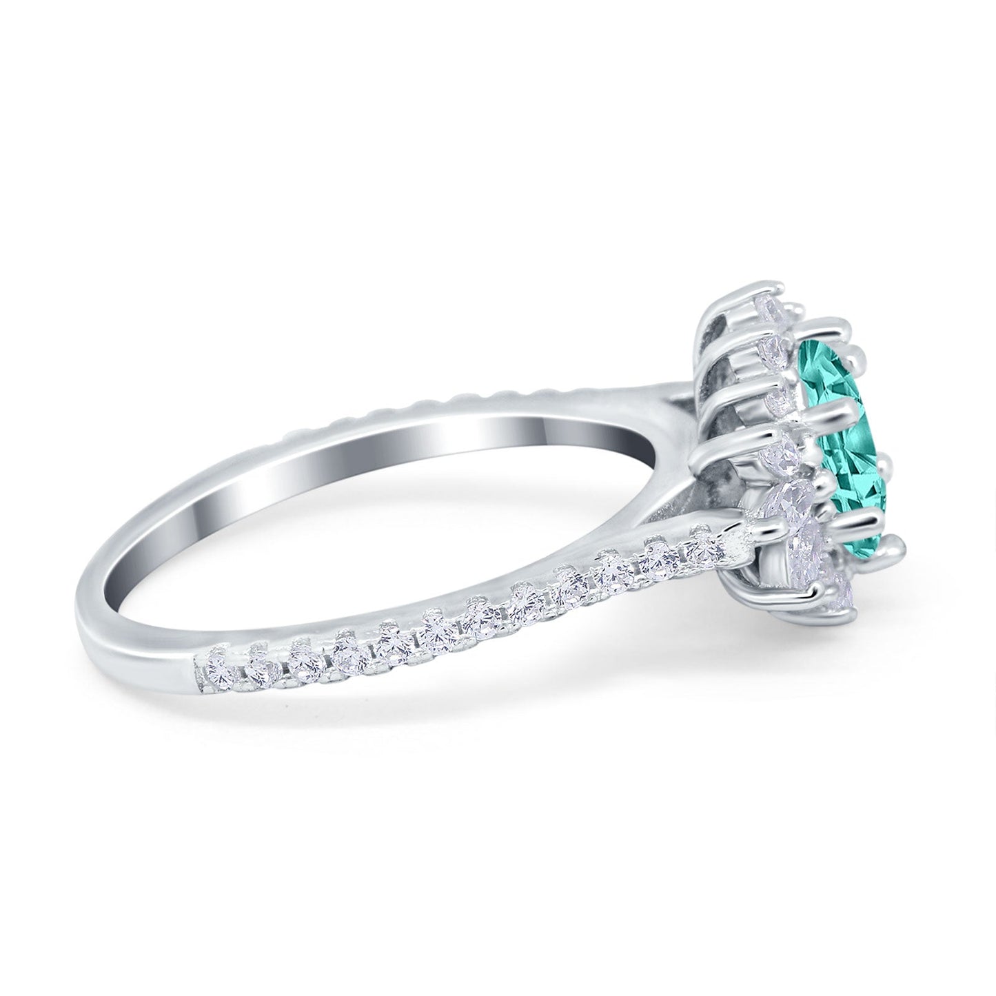 Vintage Oval Engagement Ring Simulated Paraiba Tourmaline