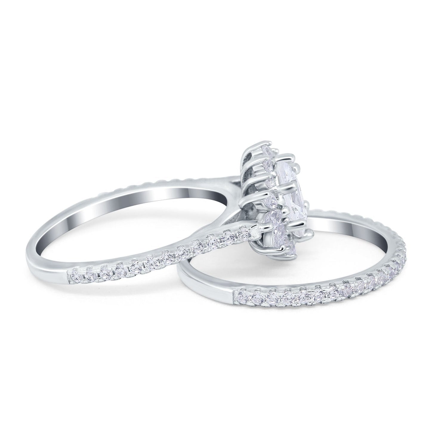 Two Piece Art Deco Oval Marquise Simulated CZ Wedding Ring