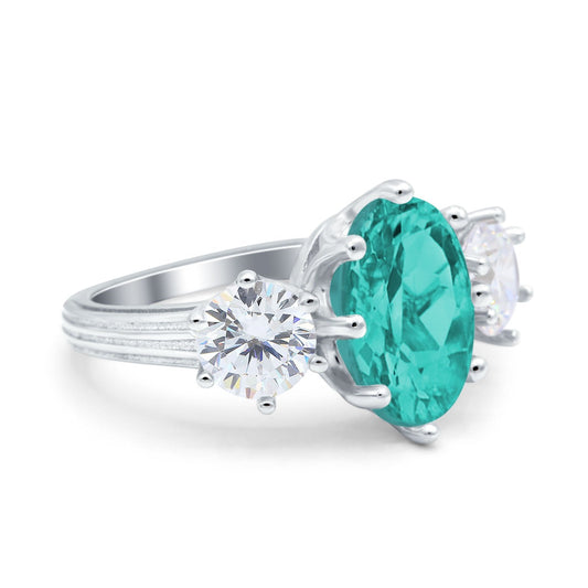 Oval Art Deco Engagement Ring Simulated Paraiba Tourmaline CZ