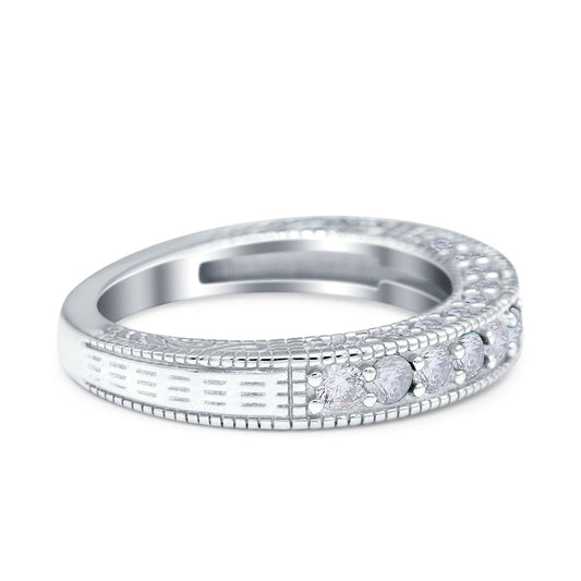 Art Deco Eternity Stackable Band Wedding Ring Simulated CZ