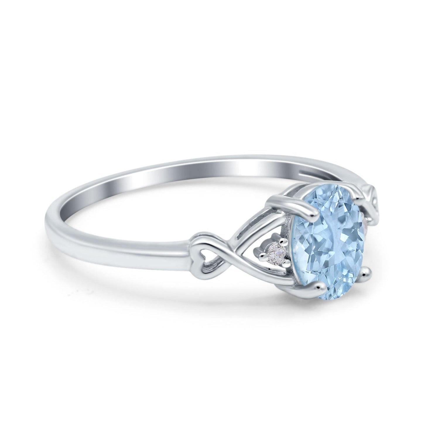 Oval Filigree Infinity Engagement Ring Simulated Aquamarine CZ