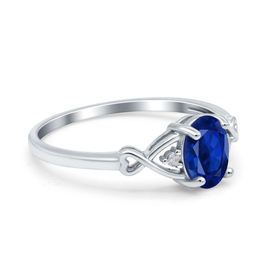 Oval Filigree Infinity Engagement Ring Simulated Blue Sapphire CZ