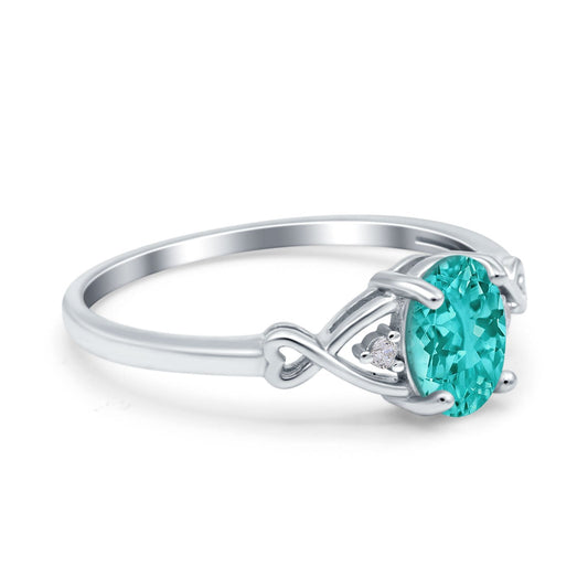 Oval Filigree Infinity Engagement Ring Simulated Paraiba Tourmaline CZ