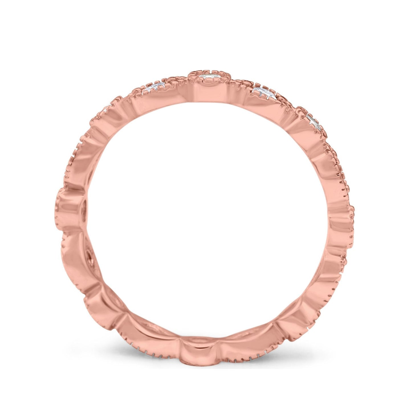 Curved Marquise Full Eternity Stackable Band Rose Tone, Simulated CZ