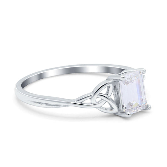 Engagement Ring Emerald Cut Simulated Cubic Zirconia