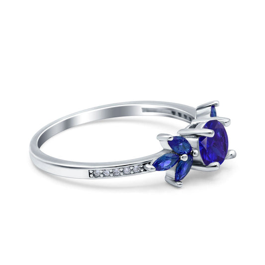 Marquise Wedding Ring Simulated Blue Sapphire CZ