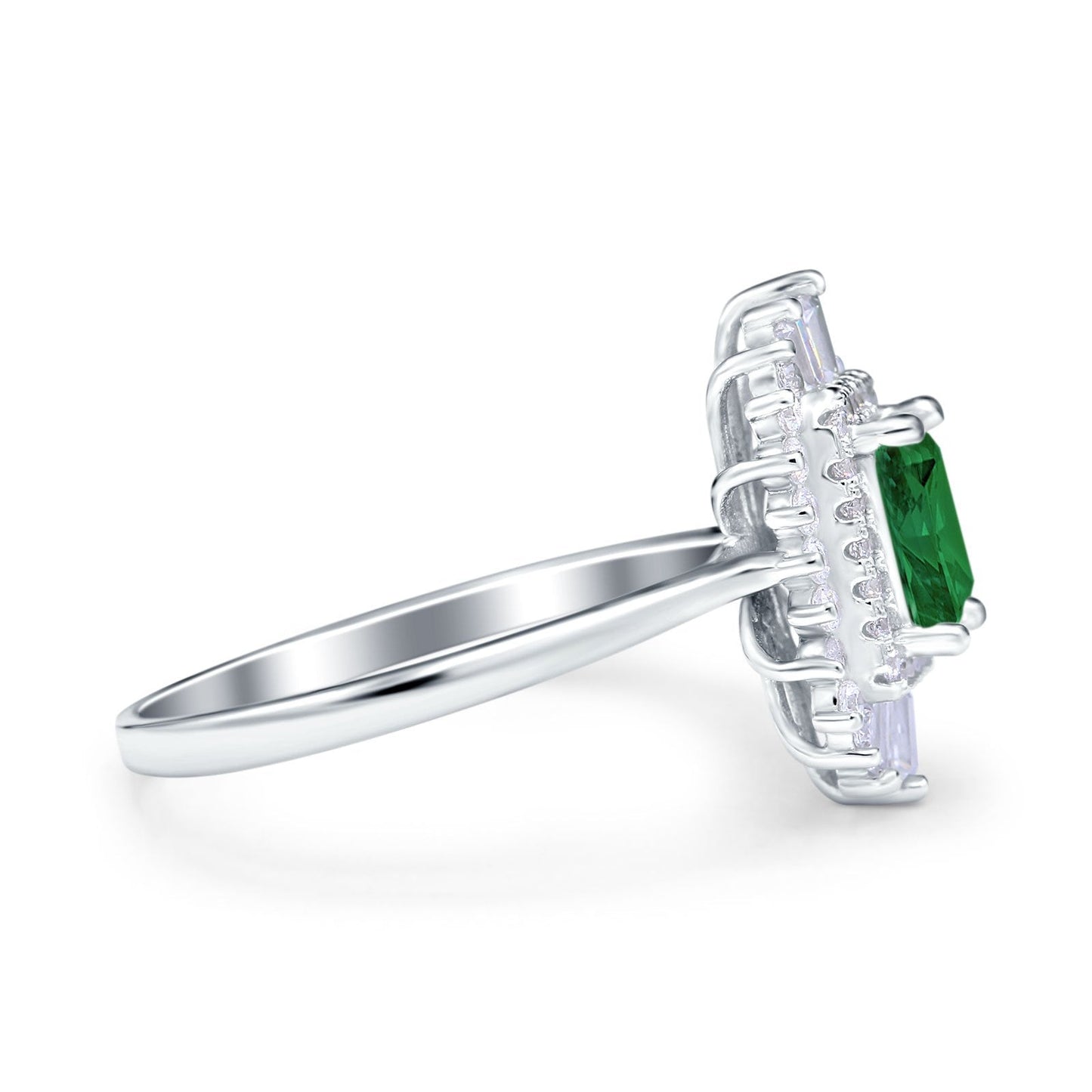 Emerald Cut Vintage Wedding Ring Simulated Green Emerald CZ