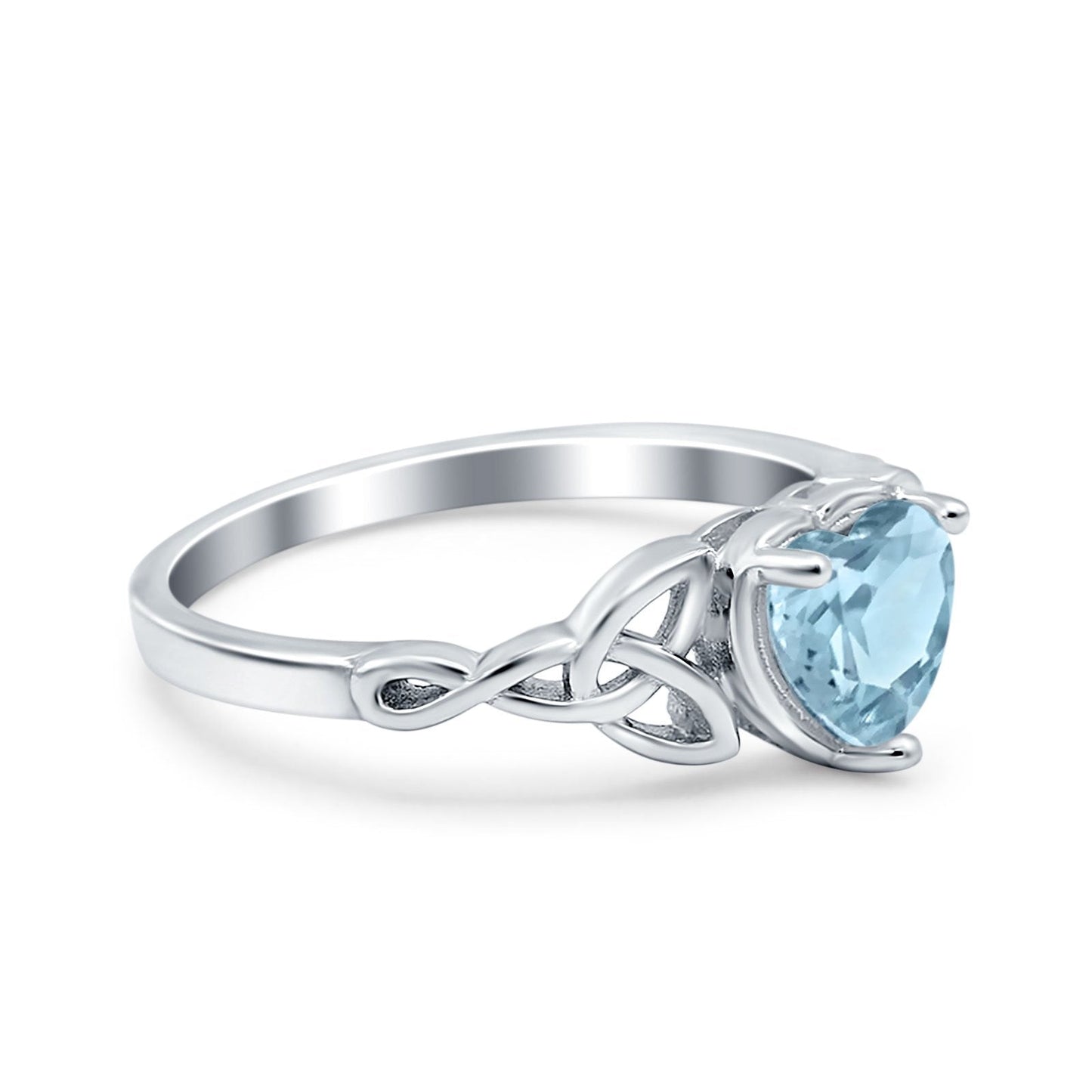 Heart Celtic Simulated Aquamarine CZ Wedding Promise Ring