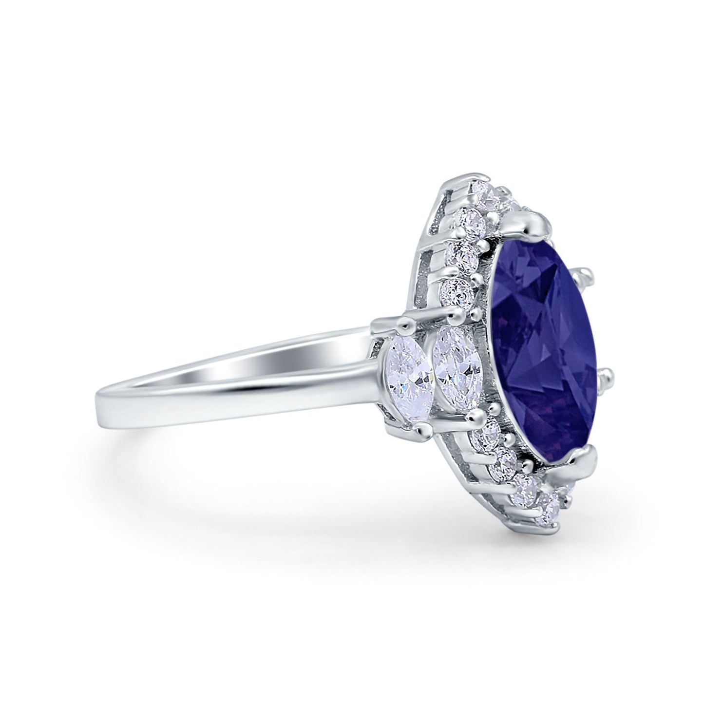 Marquise Vintage Wedding Ring Simulated Blue Sapphire CZ