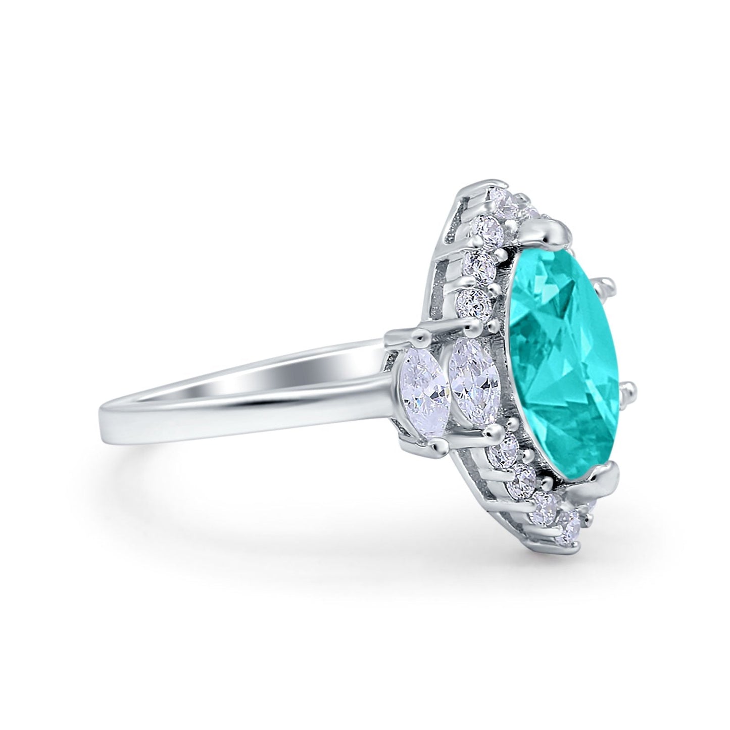 Marquise Vintage Wedding Ring Simulated Paraiba Tourmaline CZ