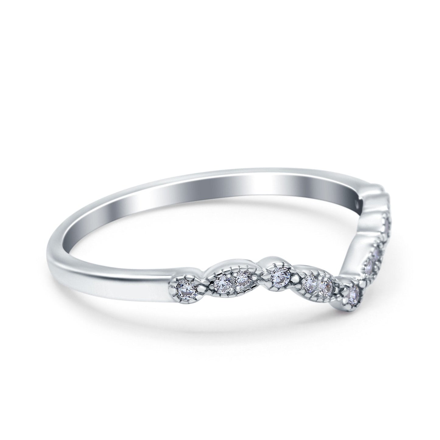 Curved Marquise Half Eternity Stackable Simulated CZ Band Ring