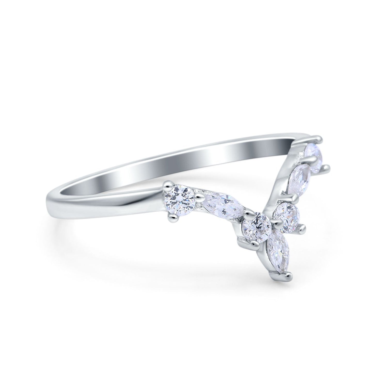 Curved Marquise Engagement Half Eternity Ring