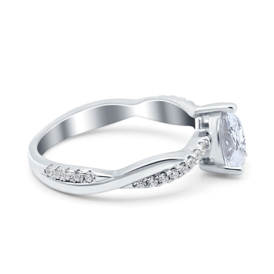 Pear Art Deco Twisted Simulated Cubic Zirconia Wedding Ring