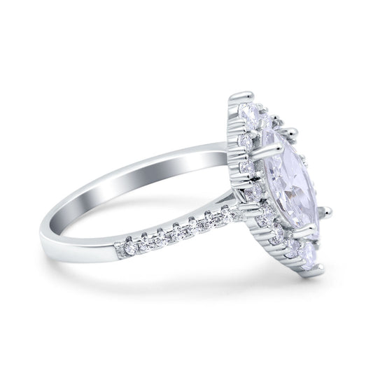 Halo Marquise Art Deco Wedding Ring Simulated Cubic Zirconia