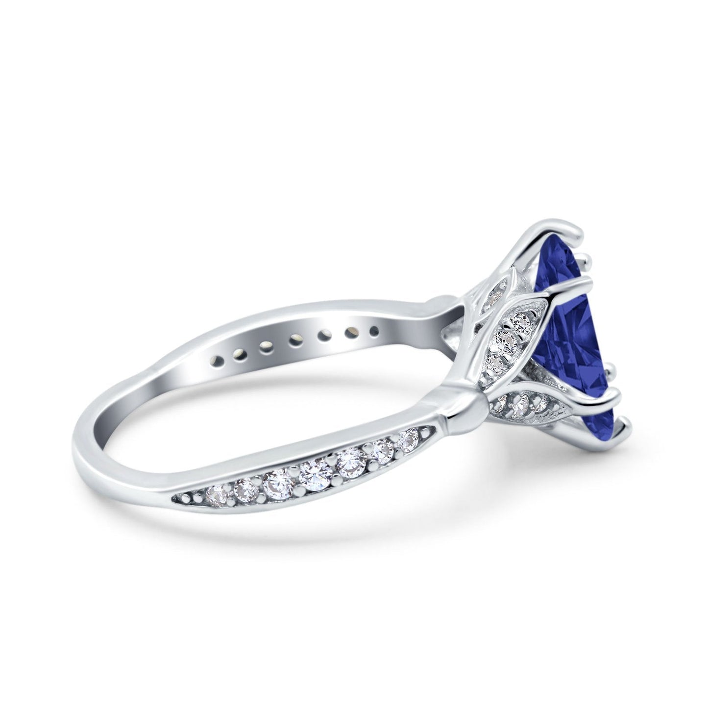 Marquise Art Deco Simulated Blue Sapphire CZ Wedding Bridal Ring