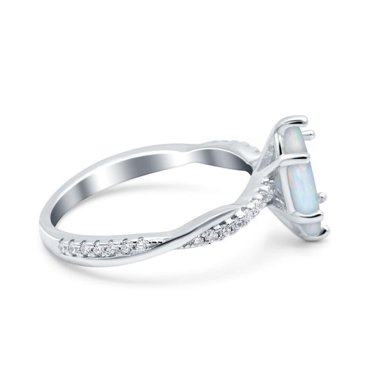 Infinity Twist Marquise Wedding Ring Lab Created White Opal