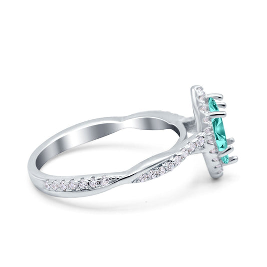 Infinity Twist Marquise Vintage Wedding Ring Simulated Paraiba Tourmaline CZ