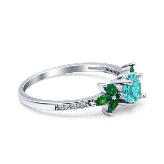 Marquise Green Emerald Paraiba Tourmaline CZ Wedding Ring